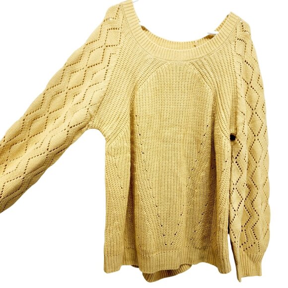 Beige Knit Sweater Size 2XL With Diamond Pattern Sleeves & Ribbed Hem - Picture 8 of 9